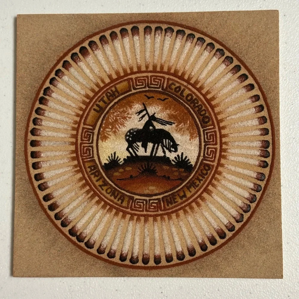 Cleveland Nez Vintage Sand Art End of the Trail Native American Southwest States